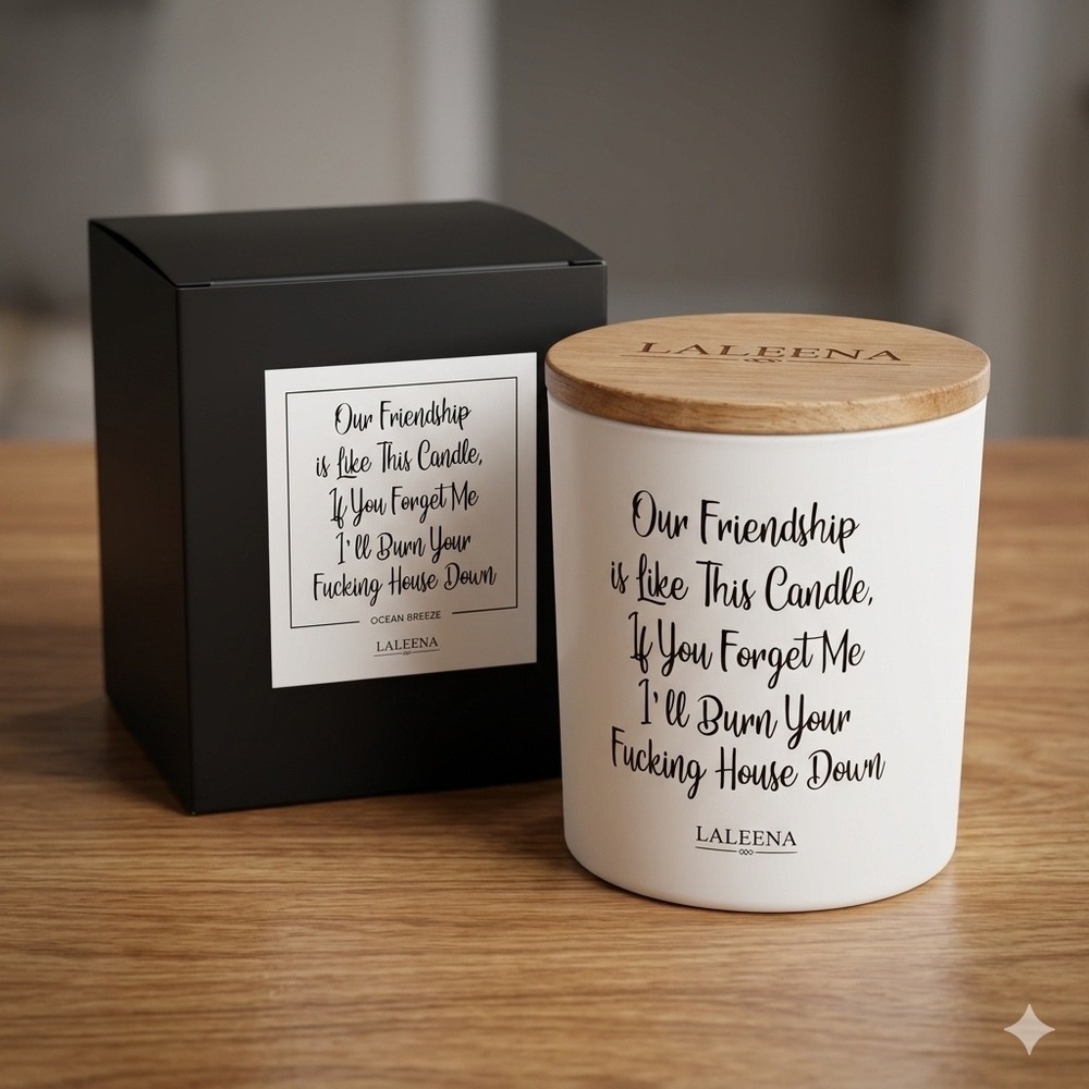 Laleena Ocean Breeze 11oz‎ Scented Candle Funny Friendship Gift Wood Lid NEW